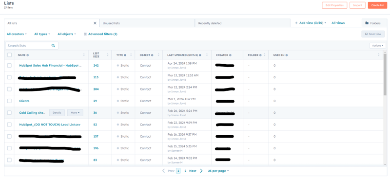 List Segmentation